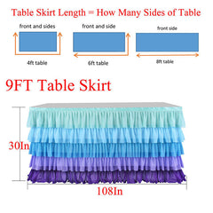 Lofaris Blue Purple Gradient Chiffon Layering Table Skirt