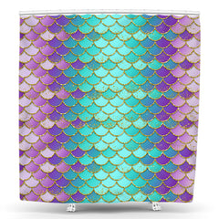 Lofaris Blue Purple Gradient Mermaid Scale Shower Curtain