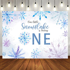 Lofaris Blue Purple Snowflake Bokeh 1st Birthday Backdrop