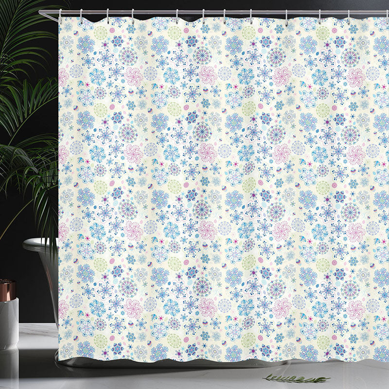 Lofaris Blue Purple Snowflakes Christmas Shower Curtain