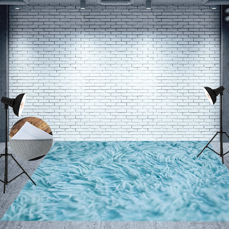 Lofaris Blue Realistic Villus Fabric Texture Bokeh Floor Mat