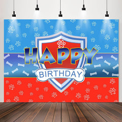 Lofaris Blue Red Dog Paws Bone Boy Happy Birthday Backdrop