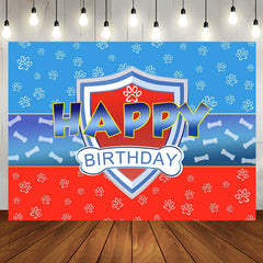 Lofaris Blue Red Dog Paws Bone Boy Happy Birthday Backdrop