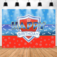 Lofaris Blue Red Dog Paws Bone Boy Happy Birthday Backdrop
