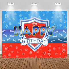 Lofaris Blue Red Dog Paws Bone Boy Happy Birthday Backdrop