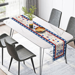 Lofaris Blue Red Star USA Flag Independence Day Table Runner