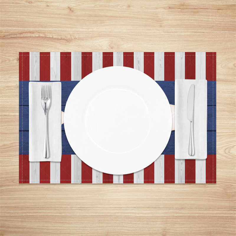 Lofaris Blue Red Stars Independence Day Set Of 4 Placemats