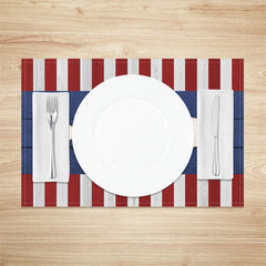 Lofaris Blue Red Stars Independence Day Set Of 4 Placemats