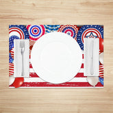 Lofaris Blue Red Stripe Balloon Stars Set Of 4 Placemats