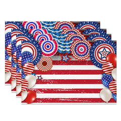 Lofaris Blue Red Stripe Balloon Stars Set Of 4 Placemats