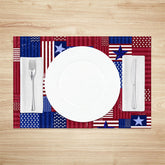 Lofaris Blue Red Stripe Independence Day Set Of 4 Placemats