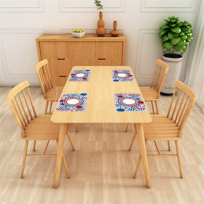 Lofaris Blue Red Stripe Star Balloon Set Of 4 Placemats