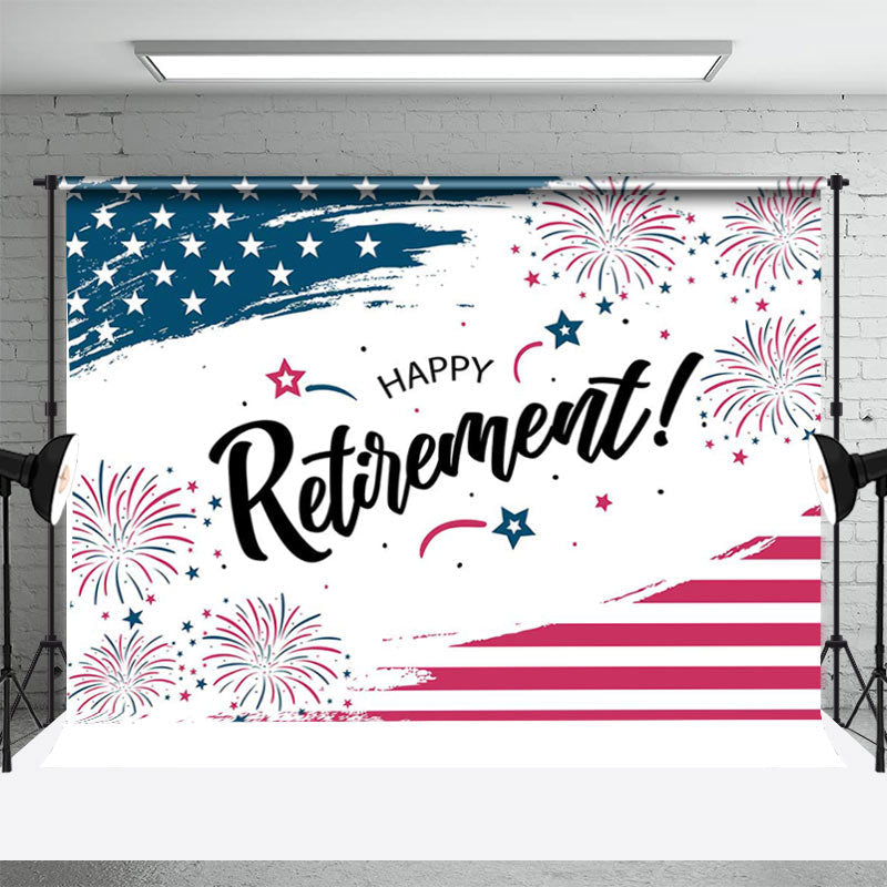 Lofaris Blue Red White Flag Spark Backdrop For Retirement