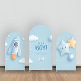 Lofaris Blue Rocket Star Cloud Baby Shower Arch Backdrop Kit
