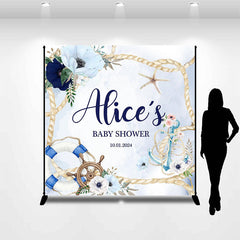 Lofaris Blue Rope Floral Sail Custom Baby Shower Backdrop
