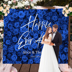 Lofaris Blue Rose Tracery Wall Party Backdrop For Weddings