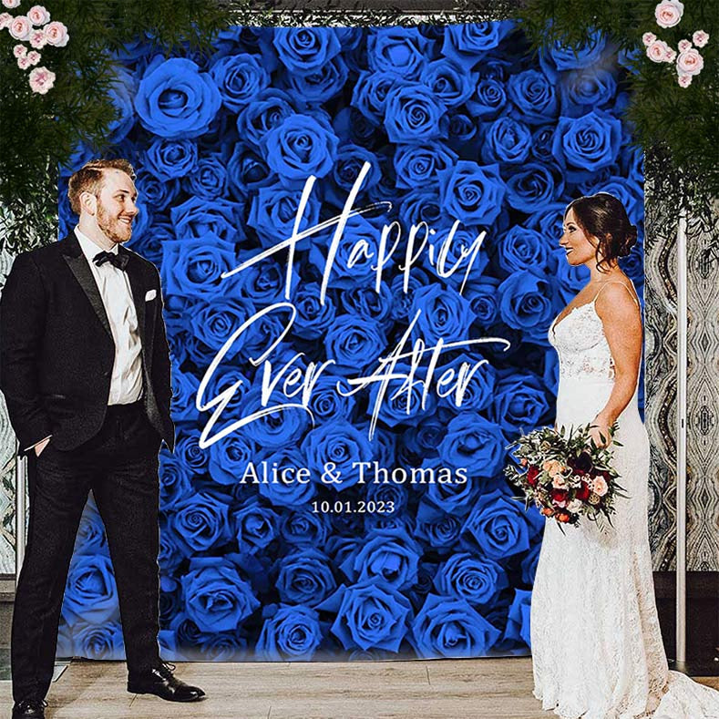 Lofaris Blue Rose Tracery Wall Party Backdrop For Weddings