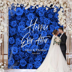 Lofaris Blue Rose Tracery Wall Party Backdrop For Weddings