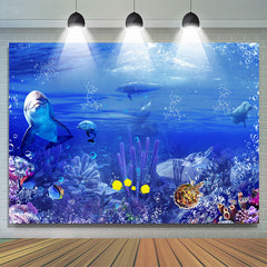 Lofaris Blue Seaweed Valley Dolphin Summer Photo Backdrop