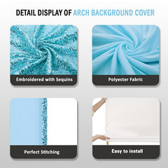 Lofaris Blue Sequin Fitted Arch Backdrop Cover for Wedding Decor
