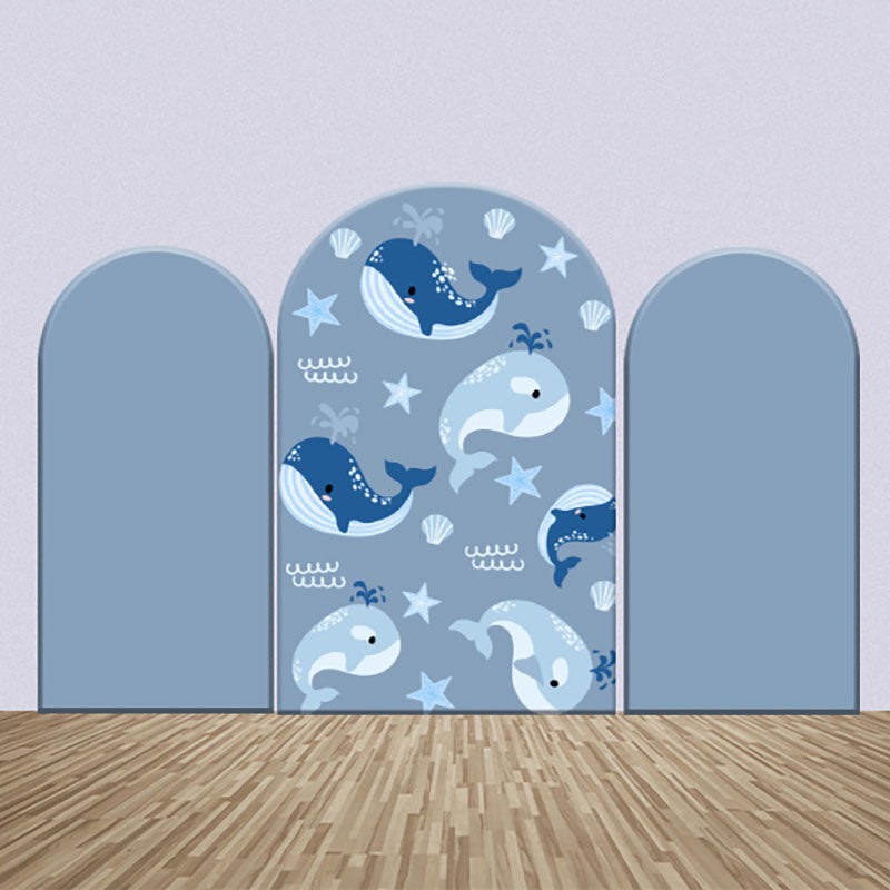 Lofaris Blue Shells Stars Whales Birthday Arch Backdrop Kit