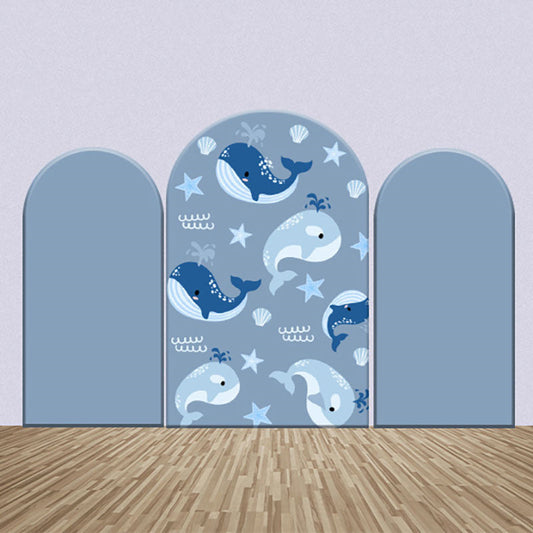 Lofaris Blue Shells Stars Whales Birthday Arch Backdrop Kit