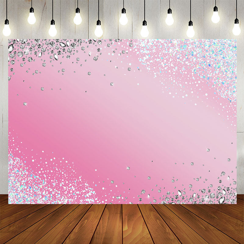 Lofaris Blue Silver Diamond Sparkling Pink Backdrop For Party
