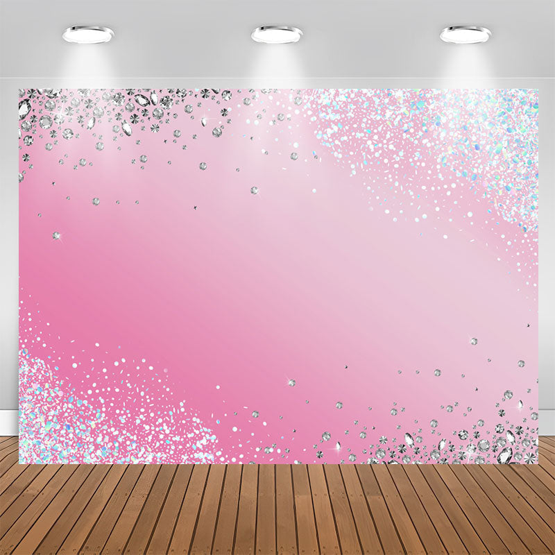 Lofaris Blue Silver Diamond Sparkling Pink Backdrop For Party