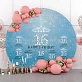 Lofaris Blue Silver Sparkle Round 16th Birthday Backdrop