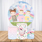 Lofaris Blue Sky And Rainbow Round Dolls Baby Shower Backdrop Kit