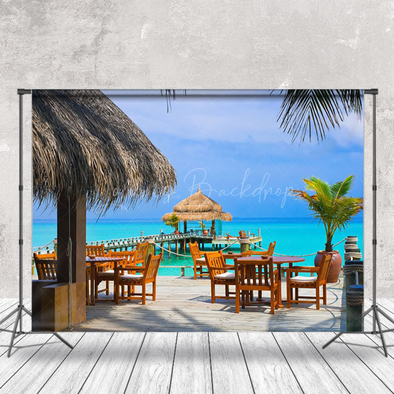 Lofaris Blue Sky Beach Bar Summer Seaside Holiday Backdrop
