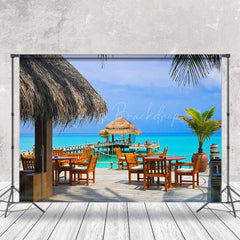 Lofaris Blue Sky Beach Bar Summer Seaside Holiday Backdrop