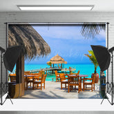 Lofaris Blue Sky Beach Bar Summer Seaside Holiday Backdrop