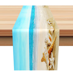Lofaris Blue Sky Beach Conch Starfish Coastal Table Runner