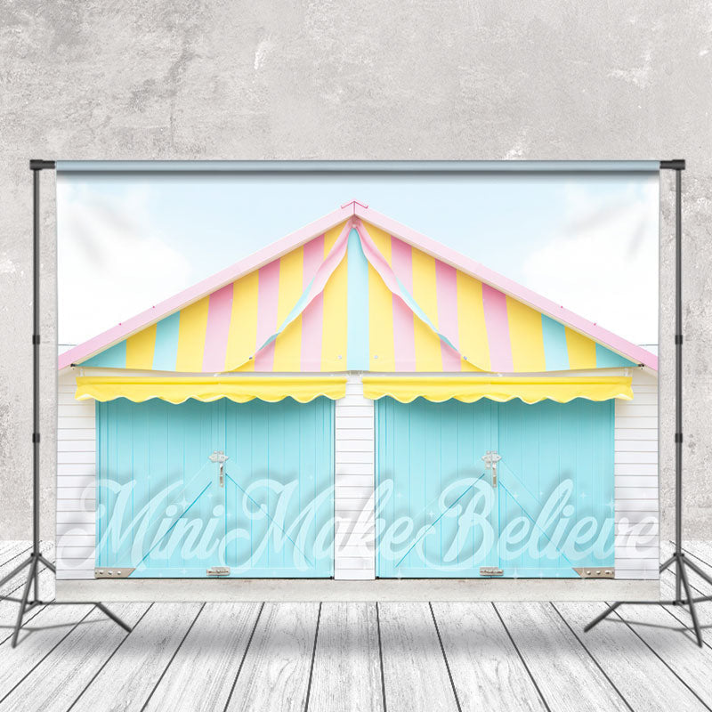 Lofaris Blue Sky Cute Roof Door Photography Backdrop
