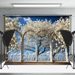 Lofaris Blue Sky Flower Outdoor Window Photography Backdrop
