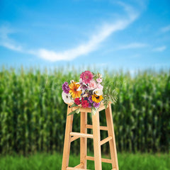 Lofaris Blue Sky Green Cornfield Summer Backdrop For Photo