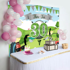 Lofaris Blue Sky Green Golf Field Backdrop For 30th Birthday