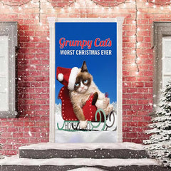 Lofaris Blue Sky Grumpy Cats Worst Christmas Door Cover