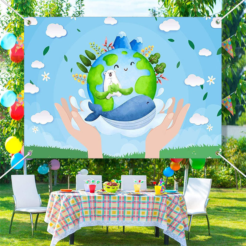 Lofaris Blue Sky Nature Happy Earth Day Travel Theme Backdrop