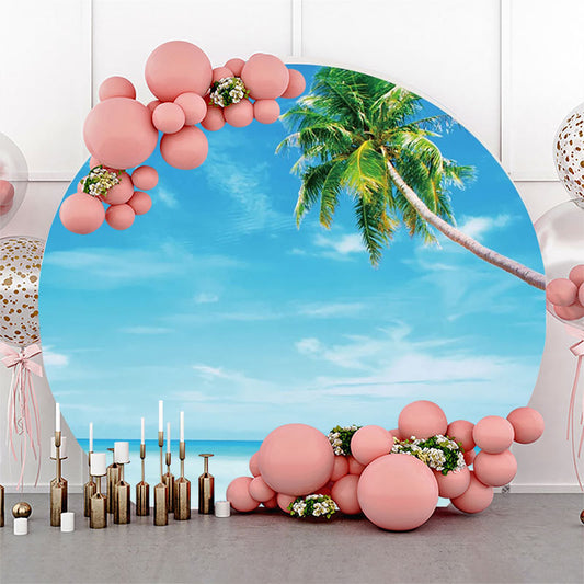 Lofaris Blue Sky Sandy Hawaii Beach Round Birthday Backdrop