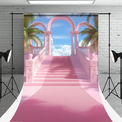 Lofaris Blue Sky Tree Pink Arch Stairs Architecture Backdrop