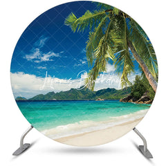 Lofaris Blue Sky Trees Hawaii Beach Round Birthday Backdrop