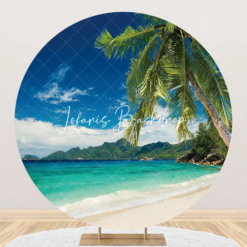 Lofaris Blue Sky Trees Hawaii Beach Round Birthday Backdrop
