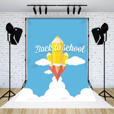 Lofaris Blue Sky White Cloud Rocket Back To School Backdrop