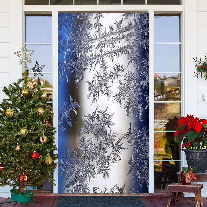 Lofaris Blue Sliver Snowflake Simple Christmas Door Cover