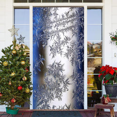 Lofaris Blue Sliver Snowflake Simple Christmas Door Cover