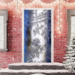 Lofaris Blue Sliver Snowflake Simple Christmas Door Cover