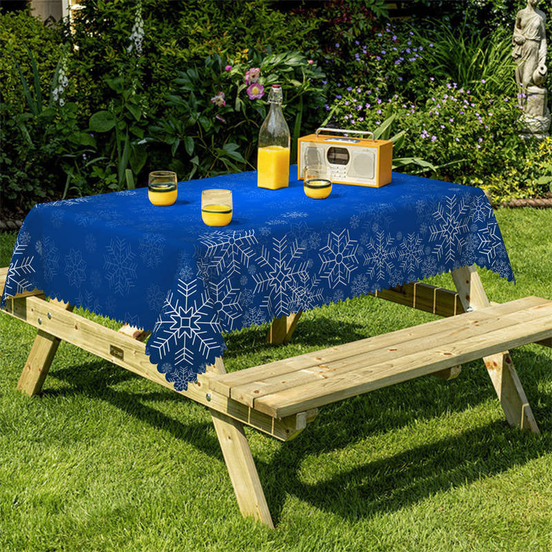 Lofaris Blue Snowflake Winter Christmas Rectangle Tablecloth