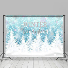 Lofaris Blue Snowflakes Tree Wonderland Winter Backdrop